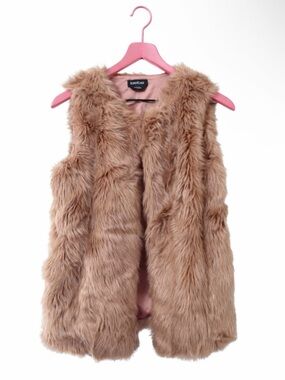 Bebe Tan Faux Fur Womens Vest Size Small Blush Pink